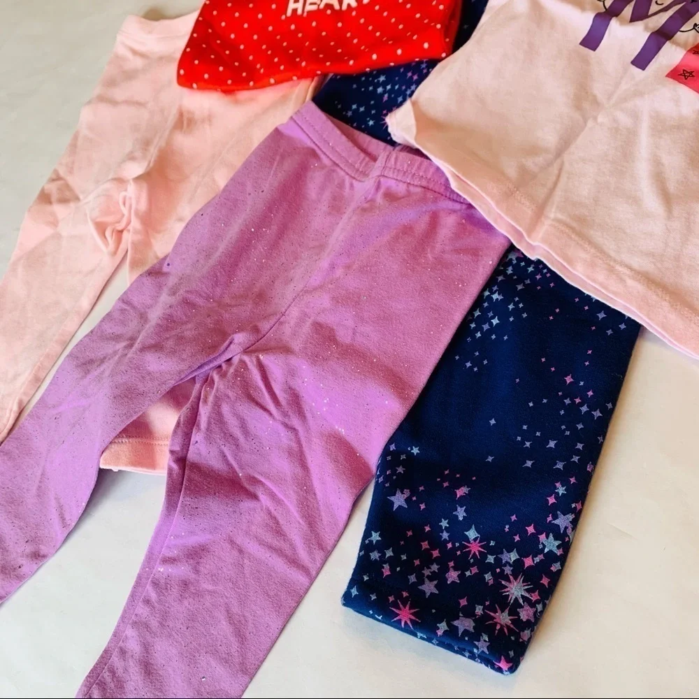 5 piece Bundle little girls clothes 12 months Bodysuit T-shirt legging pants
